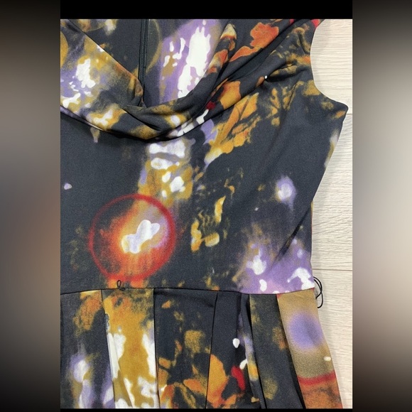 Calvin Klein Multicolour Printed Cowl Neck Knee Length Sleeveless Dress - Picture 5 of 9